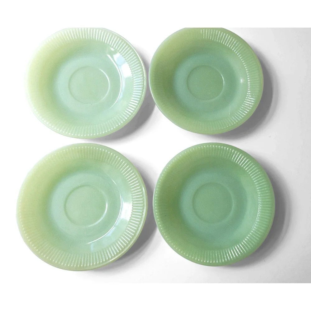 1950s Jadeite Saucers Jane Ray Fire King Anchor Hocking Green Glass